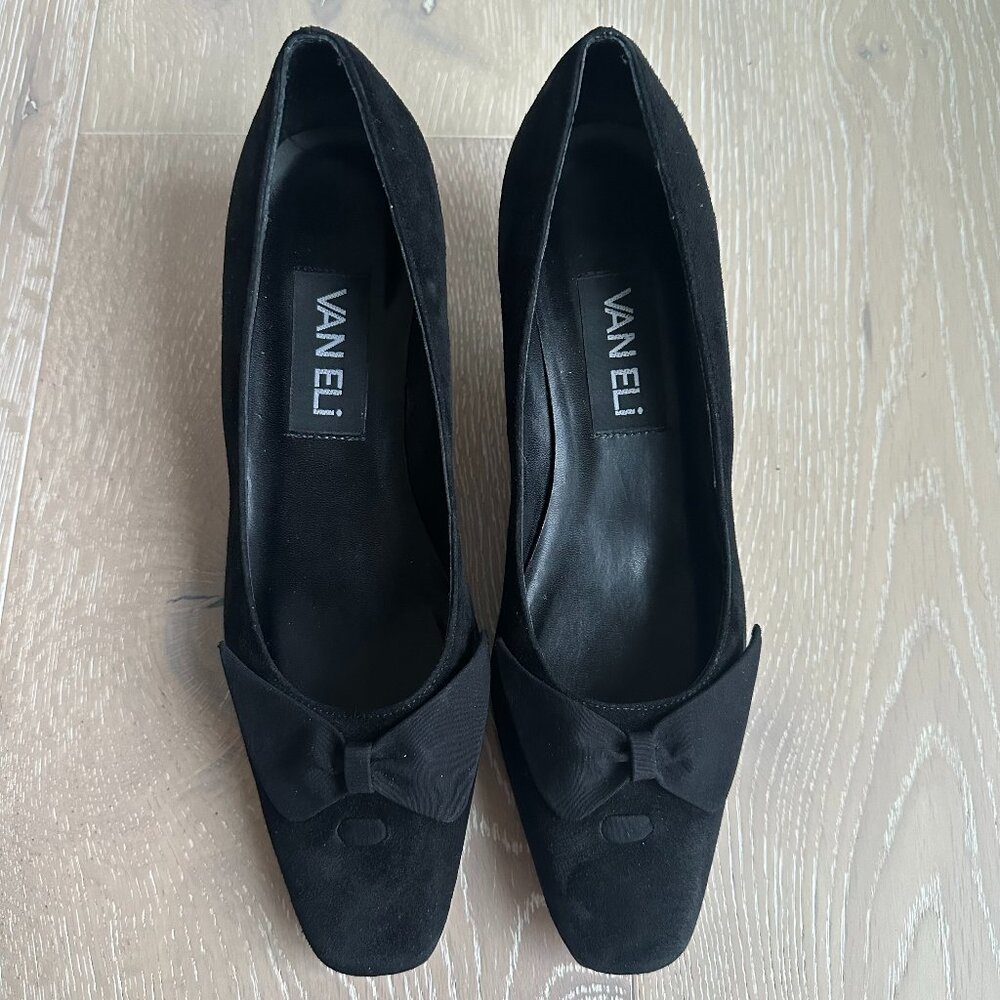 Vaneli Black Suede Kitten Heeled Pump
